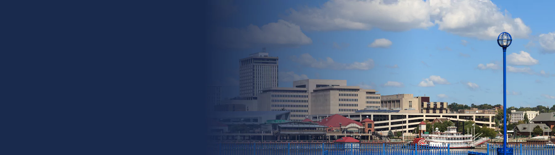 The Peoria IL cityscape along the Illinois River
